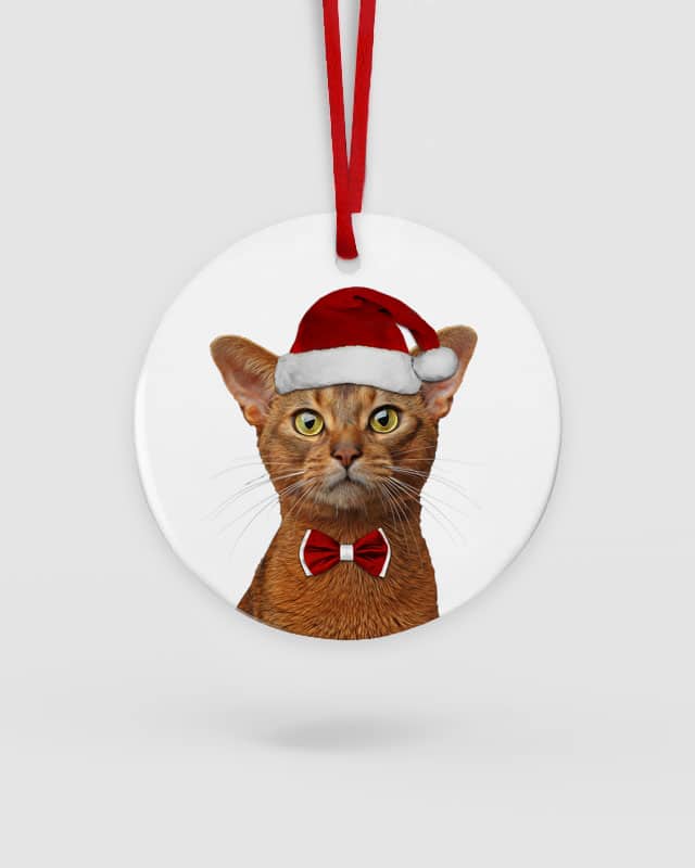Abyssinian Cat Ceramic Christmas Decoration
