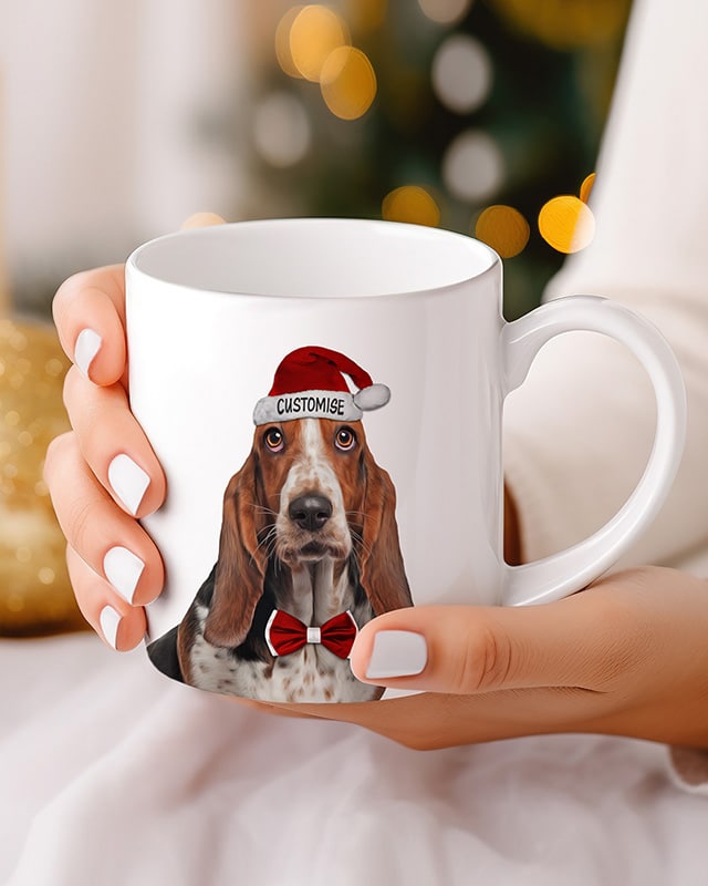Personalised Basset Hound Christmas Mug
