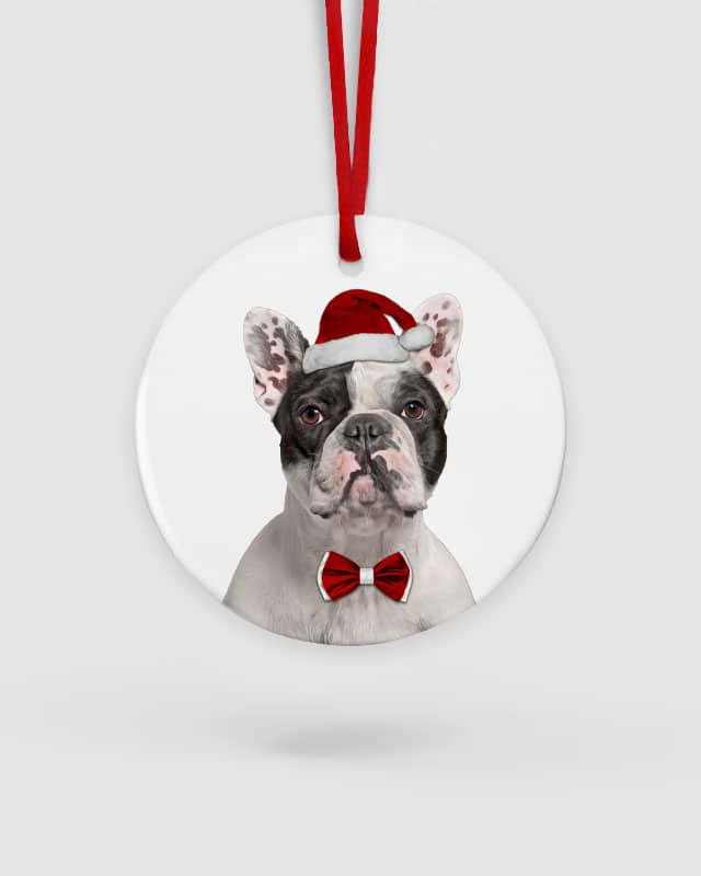 Personalised Black & White French Bulldog Christmas Decoration