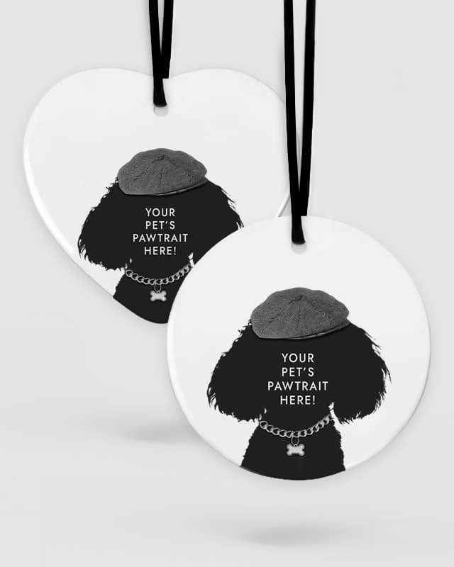 Personalised Pet Portrait Ceramic Hanging Ornament The Diamond Geezer