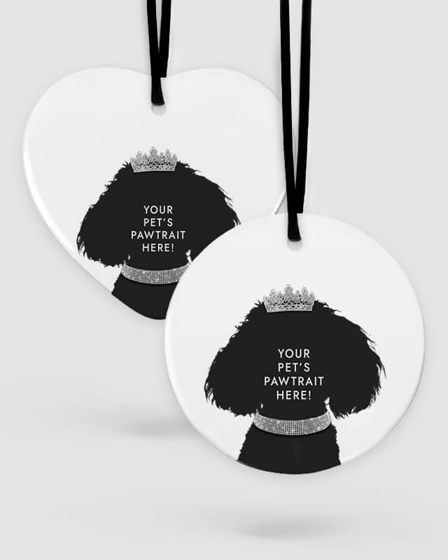 Personalised Pet Portrait Ceramic Hanging Ornament The Diva