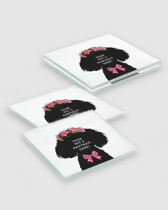 Personalised Pet Portrait Coasters Flower Power