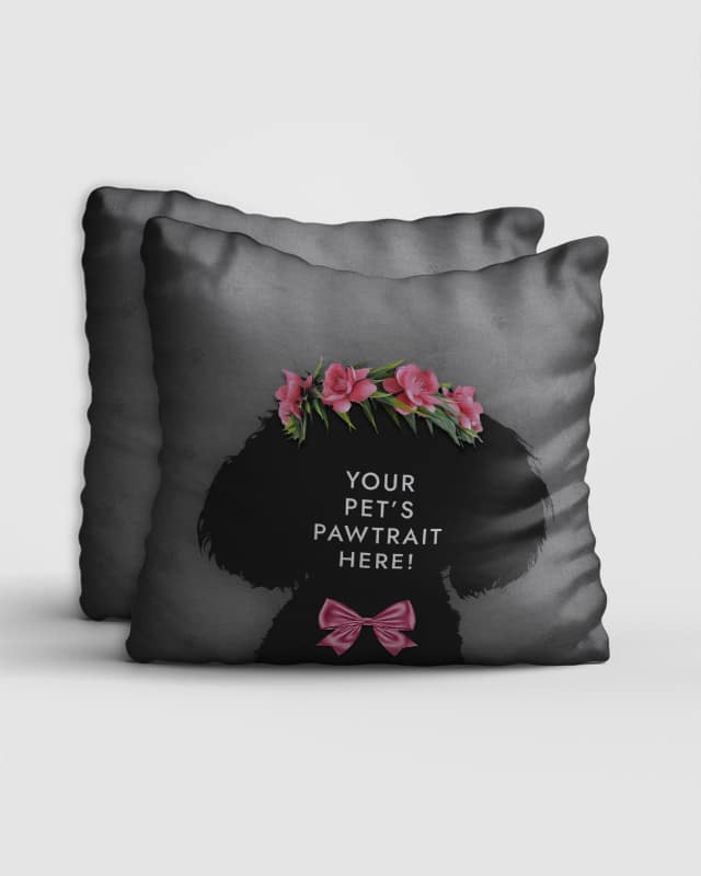 Personalised Pet Portrait Cushion Flower Power