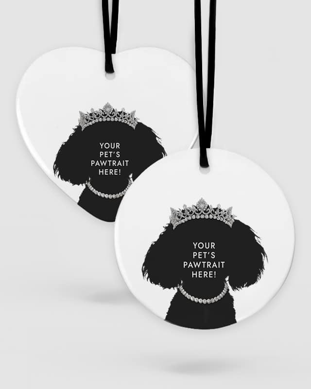 Personalised Pet Portrait Ceramic Hanging Ornament The Princess