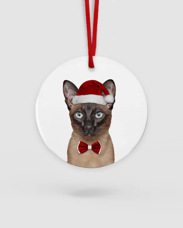 Siamese Cat Ceramic Christmas Decoration